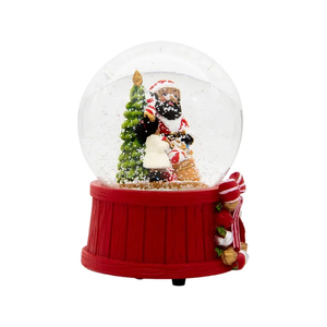 Scultura Personalizzata in Resina Dipinta a Mano, Decorazione Natalizia Realistica, Babbo Natale Afroamericano Musicale con Cristalli di <span class=keywords><strong>Neve</strong></span> - Product Image 4