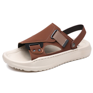 Sandalias de cuero marrón con suela blanda para hombre, zapatos de playa, calzado informal de verano, talla adulta 39 40 41 42 43 44 45 - Product Image 5