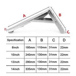 RheTech, soporte de ángulo plegable triangular blanco de 8-14 pulgadas, rodamiento duradero, herrajes <span class=keywords><strong>para</strong></span> muebles montados en la pared, <span class=keywords><strong>soportes</strong></span> de estante ajustables - Product Image 6