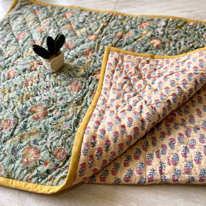 Reversible Handmade <b>Quilt</b> Classic Floral Pattern 100% Cotton Filling Eco-Friendly & Breathable All-Season Home Use - Product Image 1
