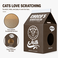 Maison pour chat écologique 2026 en forme de boîte de lait, condo moderne pour chat en carton ondulé et griffoir