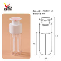Bouteille en plastique PET portable de 100 ml à double compartiment avec pompe à vis pour emballage de lotion de soin de la peau et de teinture capillaire, sérigraphiée