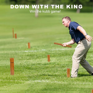 Jeu de Kubb en bois de caoutchouc avec sac de transport, <span class=keywords><strong>échecs</strong></span> vikings géants à lancer en plein air pour enfants et <span class=keywords><strong>d</strong></span>ébutants - Product Image 5