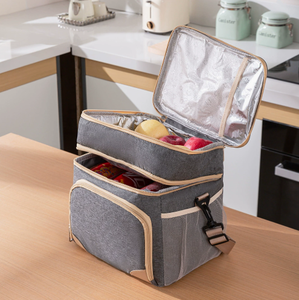 Sac à déjeuner isotherme épais et écologique en tissu Oxford pour pique-nique, utilisation humide/sèche, pour le rangement des aliments frais, à porter en bandoulière - Product Image 2
