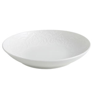 Assiette à vaisselle en céramique blanche Vaisselle à tendance nationale en relief de grande valeur Assiette ronde profonde pour le ménage et l'hôtel - Product Image 5
