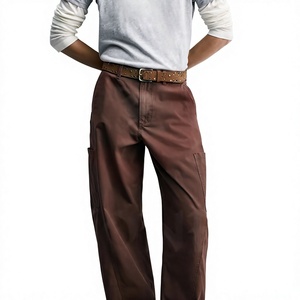 Wholesale Custom <b>Men's</b> <b>Brown</b> <b>Cargo</b> Pants Loose Fit Cotton Workwear Streetwear Multi Pocket Casual Trousers - Product Image 1