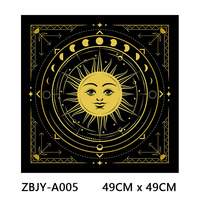 Tapis de Tarot carré en velours 49x49cm, nappe de Tarot imprimée colorée, petite housse de table pour la maison, tapis d'autel de divination Tarot