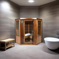 Sauna de Cedro Rojo Sólido para 4 Personas, Diseño Moderno Rio Grande, Bajo EMF, Infrarrojo Lejano, Vapor Seco, Terapia de Luz Roja, Ecológica, 9kw