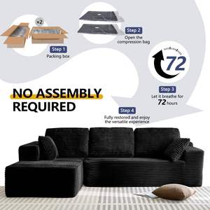 Sofá Cama Seccional Reclinable de Tres Plazas en Forma de L, Convertible, Moderno, para Sala de Estar, Comprimido al Vacío - Product Image 5