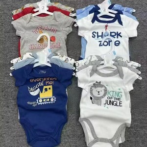 Wholesale Cotton Baby Rompers Bales <b>Short</b> Sleeve <b>Onesies</b> With Fun Prints For Infants Size 3 To 24 Months - Product Image 1