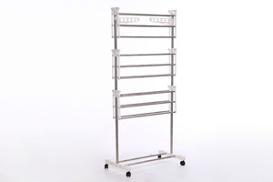 Séchoir à <span class=keywords><strong>linge</strong></span>, étendoir à vêtements, pliable à 4 niveaux, sur roulettes, séchoir à <span class=keywords><strong>linge</strong></span> en acier inoxydable avec roulettes - Product Image 4