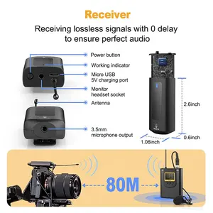 1 Empfänger 2 Sender Drahtloses Lavalier-Mikrofons ystem UHF Dual Lavalier-Ansteck mikrofon Vlog-Funkmikrofon-Kit