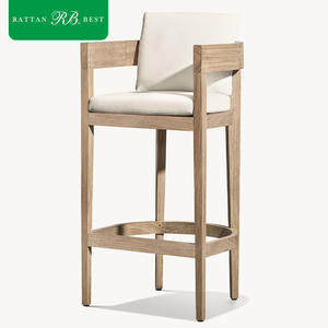 Sgabello <span class=keywords><strong>da</strong></span> Bar Moderno e Lussuoso in Legno di Teak Invecchiato, Comodo per Esterni, <span class=keywords><strong>Set</strong></span> per Hotel, Bordo Piscina e <span class=keywords><strong>Giardino</strong></span> - Product Image 4