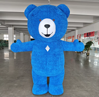 Costume de mascotte ours en peluche bleu de haute qualité 2,2 m/2,6 m/3 m pour adulte et enfant, costume de cosplay jaune pour fête