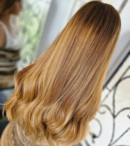 Perruques en <span class=keywords><strong>cheveux</strong></span> vierges de qualité médicale, longues, ondulées, couleur Cuivre <span class=keywords><strong>Doré</strong></span>, cuticules européennes alignées, avec baby hair HD, base en soie et doublure en silicone - Product Image 4