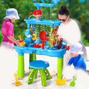 โต๊ะทรายและน้ำ ของเล่นชายหาด ของเล่นฤดูร้อน โต๊ะเล่นทรายและน้ำกลางแจ้ง 3 ชั้น สำหรับเด็กเล็ก เด็กๆ สำหรับเล่นนอกบ้านในสวนหลังบ้าน - Product Image 4
