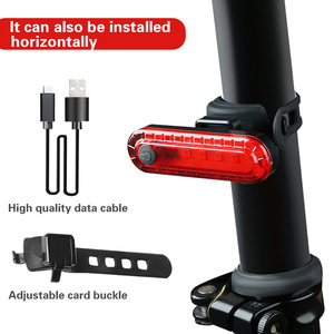 Feu arrière de vélo rechargeable par USB, 70LM, rouge, haute luminosité, ABS, 32g, pour la conduite nocturne, 7x2x2cm, étanche - Product Image 4