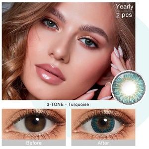 무료 배송 3톤 컬러 콘택트렌즈 도매 연간 블루 컬러렌즈 그레이 컬러렌즈 - Product Image 6