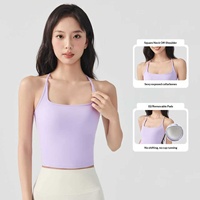 Soutien-gorge de sport antichoc à maintien élevé pour femme adulte avec bonnets fixes pour la course, le yoga et le fitness (type débardeur)