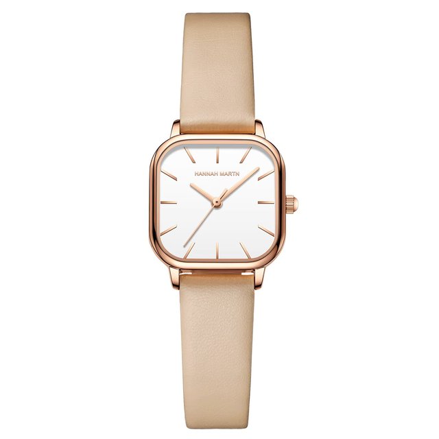 Hannah Martin 1591 New Arrival High Quality Women's Leather Watch Quartz Movement Waterproof Square Case Business Style
