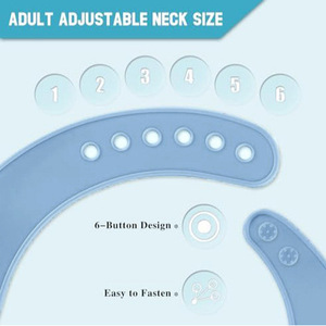 Bavoir en silicone pour adultes, bleu clair, imperméable, protection contre la bave, pour personnes d'âge moyen et âgées - Product Image 2
