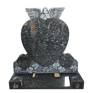 Monument funéraire moderne en pierre noire, ange pleureur tenant un cœur, pour cimetière, vente chaude - Product Image 4