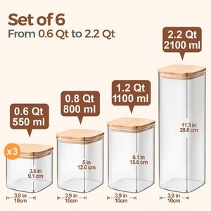 Airtight <b>Kitchen</b> <b>Jar</b> Food <b>Storage</b> <b>Jar</b> Borosilicate Glass Canister With Bamboo Lid - Product Image 2