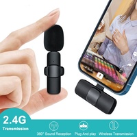 Rechargeable Long Range Professional Mini Mic Wireless Collar Lapel Lavalier Microphone for iPhone Android Phone