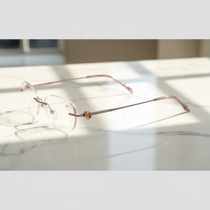 高品質カスタムメイドリムレスセミチタン製女性用光学フレーム眼鏡　リムレス光学アイウェア眼鏡 - Product Image 6