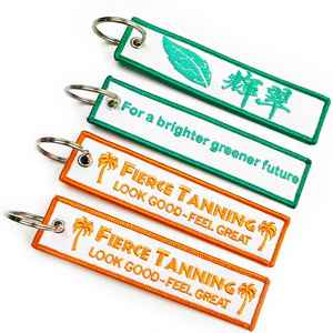 Wholesale 2025 Popular Customized <b>Key</b> Flight Label <b>Custom</b> Jet Tag Fabric Woven Brand Embroidery Keychain Promotional Gifts - Product Image 3