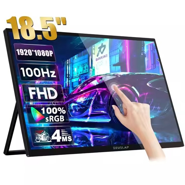 18.5 Inch Portable Monitor 1080p Touch Screen Monitors for Laptop Ips Fhd High Brightness 450 Nits for Game Monitor