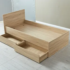현대 나무 침대 프레임 앙상블 나무 침대 기본 더블 침대 서랍