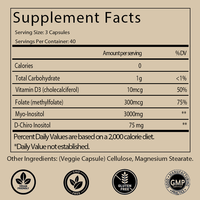 Capsules de Myo-Inositol et D-Chiro-Inositol OEM/ODM les plus vendues avec Vitamine D3, Folate, rapport 40:1, pour la santé féminine et le soutien ovarien