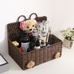 Creative wall-mounted straw and willow woven <b>storage</b> <b>basket</b>, wall decoration rattan woven <b>basket</b>, household sundries <b>storage</b> - Product Image 3