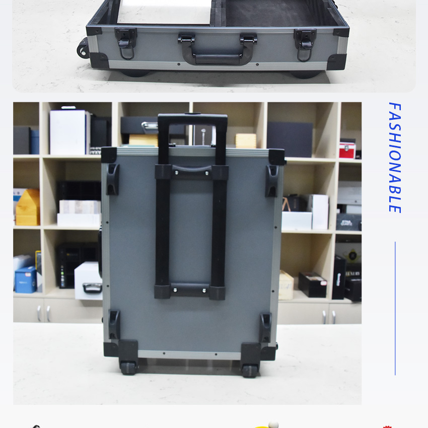 Factory Retail Custom Aluminum Trolley Case With Wheel Quartz Slab Display Box Marble Stone Sample Case Tile Display Suitcase