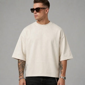 Camiseta de algodón para hombre, talla de EE. UU., con logo personalizado en la espalda, de gran tamaño, peso pesado, bajo precio, alta calidad, estilo streetwear, corte holgado y corto. - Product Image 3