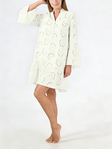 Nuevo Vestido Casual Holgado 100% Algodón Beige con Bordado de Tejido Abierto, Cuello en V y Mangas Acampanadas - Colección Primavera/Otoño para Playa 2026 - Product Image 6