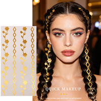 Autocollants capillaires temporaires à transfert d'eau, motif lune et étoile géométrique, dorés à chaud, non toxiques, pour un look festif glamour