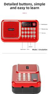 Mini REPRODUCTOR DE MP3 con inserción de tarjeta, Audio multifuncional portátil moderno para ancianos, <span class=keywords><strong>linterna</strong></span> de Radio pequeña para contar historias de ópera - Product Image 6