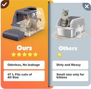 Fabbrica acciaio inossidabile XL grande lettiera per gatti con coperchio alto facile da pulire WC Extra per grandi felini - Product Image 3