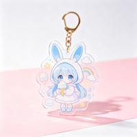 Porte-clés personnalisé en acrylique double couche avec impression UV étanche, motif dessin animé, anime, animal, pour décoration de sac à dos