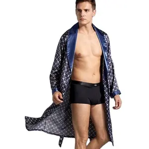 Оптовая продажа, Летняя шелковая мягкая мужская пижама больших размеров, банный халат с логотипом, атласный роскошный халат на заказ