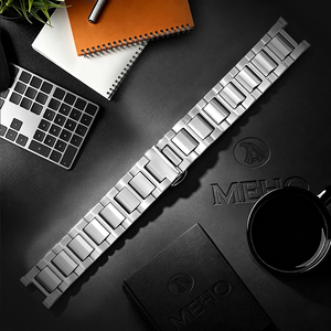 Bracelet de montre en acier inoxydable, bracelet à maillons argentés, fermoir papillon, bracelet de remplacement pour usage professionnel et décontracté - Product Image 1
