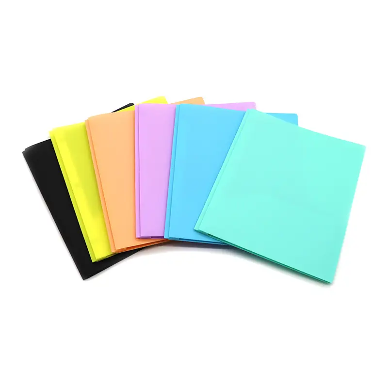 Classeur de documents 2 pochettes en plastique PP coloré personnalisé bon marché en gros
