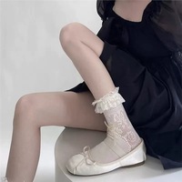 Chaussettes Lolita mignonnes en dentelle extensible, respirantes et à séchage rapide, blanches laiteuses, mi-mollet, pour le printemps et l'été