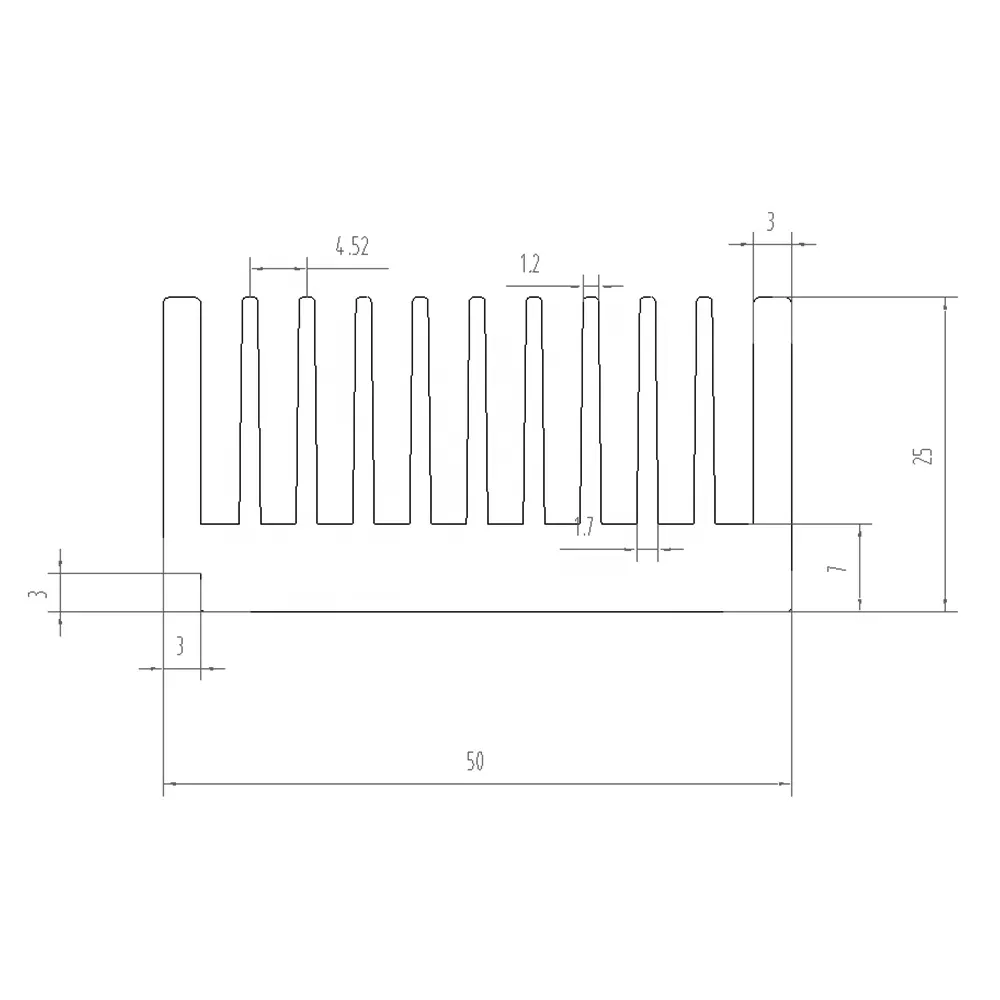 Chinesischer Lieferant Aluminium Extrusion-Wärmewaschbecken Pcb-Wärmewaschbecken elektronische Heizwaschbecke schwarze anodizierte Heizwaschbecke 50 * 25 * 100 mm