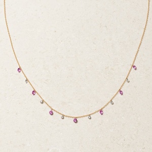 Collana <span class=keywords><strong>Girocollo</strong></span> con Charm LOZRUNVE in Argento Sterling 925 Rodiato Color Oro con <span class=keywords><strong>Zirconi</strong></span> Cubici Rubino e Zaffiro - Product Image 1