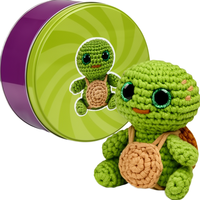 Kit de crochet pour débutants - Fabriquez un amigurumi tortue - Ensemble de démarrage DIY facile - Crochets ergonomiques - Yeux de sécurité - Fil en coton/nylon