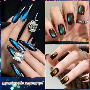 เจลทาเล็บ <span class=keywords><strong>MTSSII</strong></span> 7 มล. แบบแช่ล้างออกได้ ใช้กับหลอดไฟยูวีและแอลอีดี สีน้ำเงินฤดูใบไม้ร่วง เจลแม่เหล็กสีน้ำเงินลึกลับ เจลทาเล็บลายตาแมว - Product Image 4