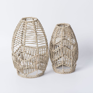 Pantalla de lámpara tejida con cuerda de paja, forma de campana, 5 mm, estilo bohemio ecológico para decoración de dormitorio, cafetería, hotel - Product Image 5